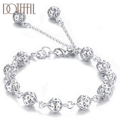 DOTEFFIL – Bracelet boule creuse en argent Sterling 925 pour femme, bijoux de 8mm, pour fête de fiançailles, mariage, à la mode ► Photo 1/6