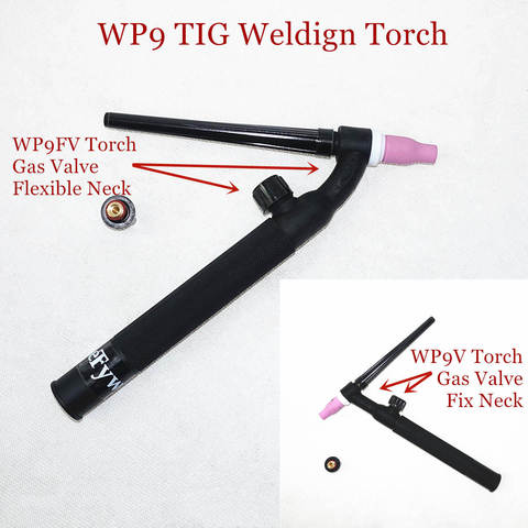 WP9 TIG torche GTAW gaz tungstène Arc pistolet de soudage Argon refroidi par Air WP9V soupape à gaz WP9FV col Flexible TIG torche de soudage ► Photo 1/6