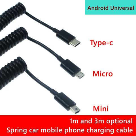 Câble à ressort Micro USB type C, 3M, pour recharge rapide, transfert de données, pour téléphone Android, Samsung S8 S9 S7 Edge ► Photo 1/5