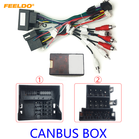 Adaptateur de câble d'alimentation Android 16PIN Audio de voiture FEELDO avec boîte Canbus pour Audi 04-08 A3/A4/A6/TT fil de Radio de faisceau de câbles d'alimentation ► Photo 1/6