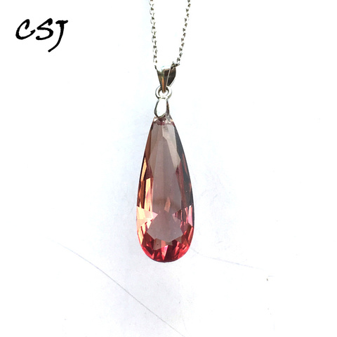 CSJ élégant Zultanite pendentif en argent Sterling 925 Pear10 * 30mm créé Sultanite collier bijoux fins femmes cadeau de fête de mariage ► Photo 1/6