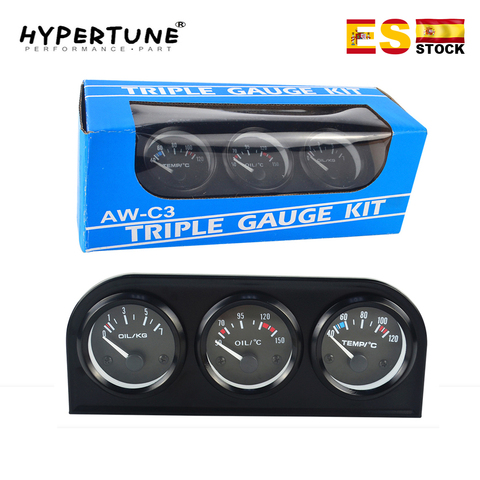 52mm Triple kit jauge de température d'huile + jauge de température d'eau + manomètre d'huile ou Volt mètre avec capteur 3in1 compteur de voiture HT-TAG01/02/03 ► Photo 1/6