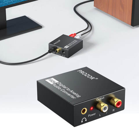 Convertisseur DAC Prozor 192kHz convertisseur Audio numérique vers analogique Toslink Coaxial vers adaptateur Audio analogique stéréo L/R RCA 3.5mm ► Photo 1/6