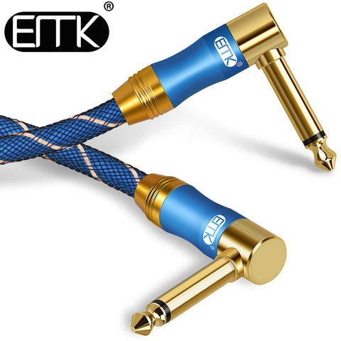 EMK Premium câble de pédale effet guitare court Angle droit 90 degrés Mono Jack 6.3/6.5/6.35/6.35mm câble de raccordement Audio pour guitare ► Photo 1/6