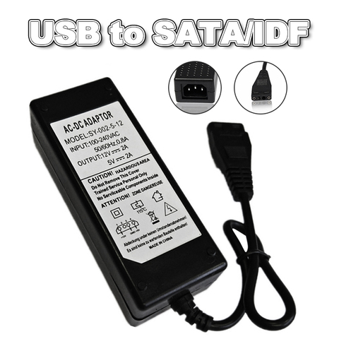 Adaptateur externe 5V/12V AC, puissant câble convertisseur d'alimentation USB vers IDE + SATA pour disque dur H-DD/CD-ROM ► Photo 1/6