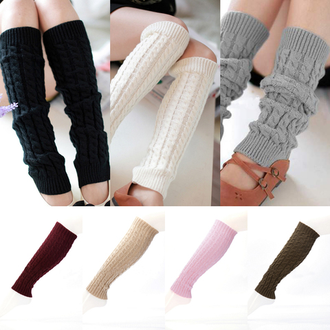 Bas réchauffeurs pour les jambes pour femmes, manchettes, chaud, tricot d'hiver, en Crochet solide, pour les jambes, bottes chaudes, longues ► Photo 1/5