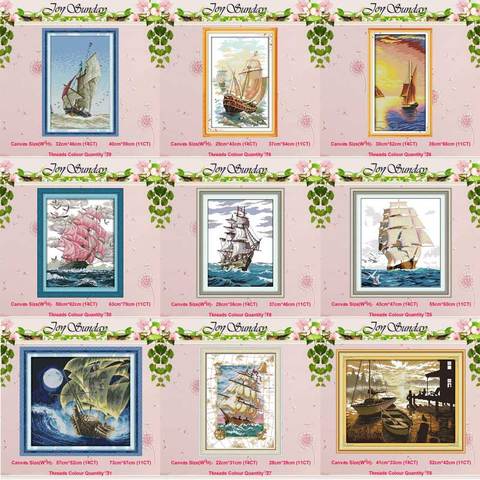 Kits de points de croix en bateau, vente en gros, 11CT 14CT, bricolage, broderie, couture, décoration de maison ► Photo 1/6