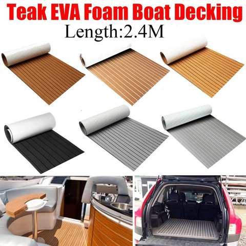 8 Styles auto-adhésif EVA mousse bateau platelage feuille Faux teck bateau plancher accessoires marins brun gris or rayé Style ► Photo 1/6