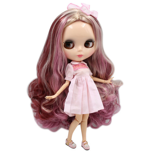 Série de poupée Blyth d'usine nue glacée No. BL1063/3139/12532 cheveux blonds rose et violet avec corps articulaire naturel Neo BJD ► Photo 1/5