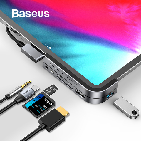 HUB USB C Baseus pour iPad Pro 12.9 11 2022 moyeu C vers HDMI USB 3.0 Port PD prise 3.5mm USB-C adaptateur HUB USB pour MacBook Pro ► Photo 1/6