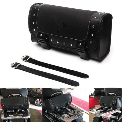 Sacoche de selle de moto universelle en cuir PU pour Harley Sportster XL883 XL1200, sac de bagage latéral modèle, pochette de rangement d'outils ► Photo 1/6