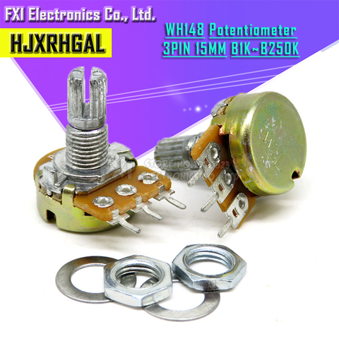 Double potentiomètre stéréo WH148 B1K B2K B5K B10K B20K B50K B100K B500K, 3 broches, arbre de 15mm, amplificateur, 2 pièces ► Photo 1/2