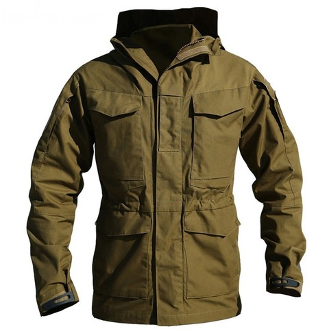 Manteau de pilote de vol à capuche pour homme, veste militaire décontractée, coupe-vent tactique, imperméable, disponible en quatre couleurs, M65 UK US ► Photo 1/6