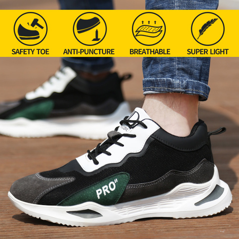 2022New travail chaussures de sécurité hommes acier orteil Anti-fracassant Anti-crevaison lumière douce confortable bottes de protection femmes Sneaker ► Photo 1/6