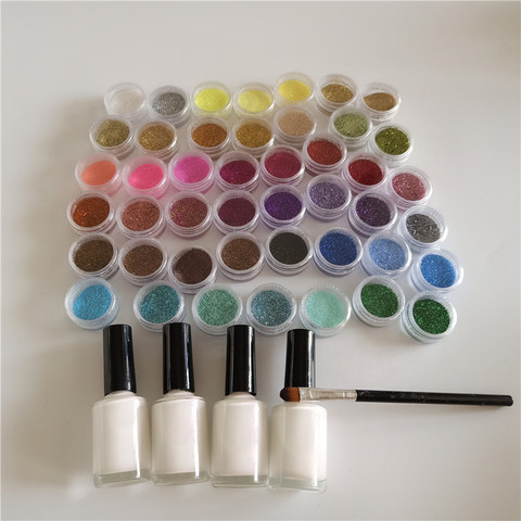 Kit de colle pour tatouage temporaire, 45 couleurs, paillettes imperméables, 1 brosse, 4 colles, visage, corps d'enfants, bricolage, ART de décoration des ongles ► Photo 1/4