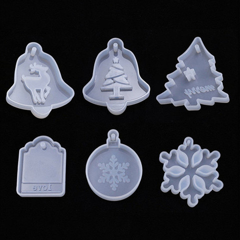 SNASAN Silicone moule pendentifs arbre de noël flocon de neige wapiti pendentif moule pour faire soi-même résine époxy UV résine composant de fabrication de bijoux ► Photo 1/6