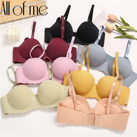 Femmes soutien-gorge Sexy Push Up soutiens-gorge femme Lingerie sans fil sous-vêtements sans couture A/B tasse couleur unie Invisible Bralette sangle amovible ► Photo 1/1