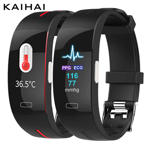 KAIHAI thermomètre PPG ECG HRV BPM fréquence respiratoire bracelet intelligent montre mesure de la pression artérielle bracelet de poignet fitness activité piste ► Photo 1/6