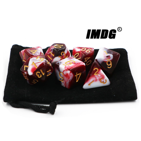 IMDG-ensemble de 7 pièces de jeu RPG, dés en acrylique Polyhedron, DND, rouge et blanc, multicolore, jeu de nombres ► Photo 1/3