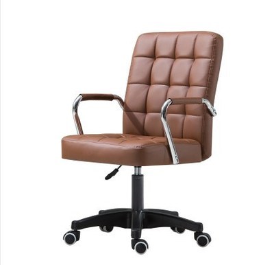 Chaise de bureau ergonomique en cuir, meuble de bureau, réglable et rotative, avec accoudoir, en hauteur, pour réunion et conférence ► Photo 1/5