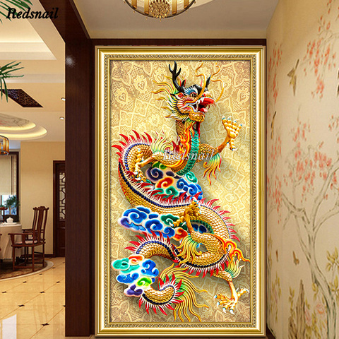 Grand dragon chinois 5D, mosaïque complète, perceuse carrée ou ronde, peinture diamant, point de croix, broderie, Art mural, EE1219 ► Photo 1/6