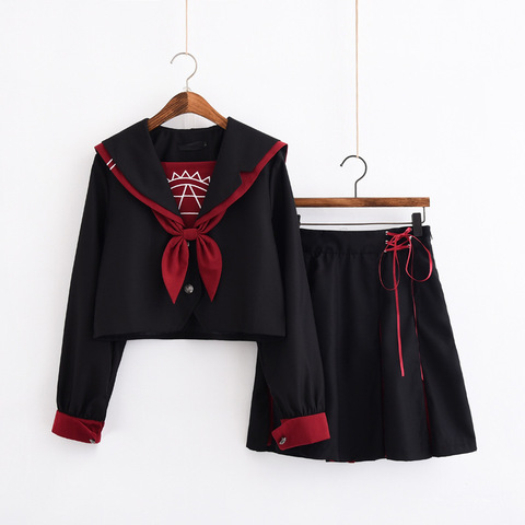 Uniforme scolaire Jk, jupe plissée noire à manches longues, costume de marin japonais, uniforme d'étudiant, nouveauté ► Photo 1/5