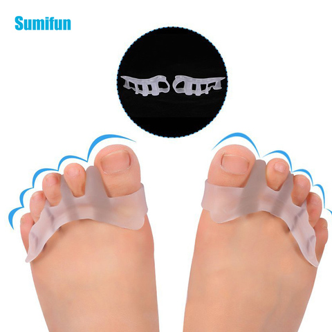 2 pièces Gel Silicone Bunion correcteur séparateurs d'orteils lisseur épandeur outil de soin des pieds Hallux Valgus Pro masseur outil ► Photo 1/6