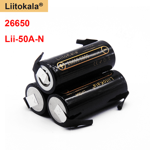 LiitoKala 26650 5000mah Li-ion batterie Rechargeable Lii-50A-N 3.7v 26650 batterie pour lampe de poche + bricolage nickel ► Photo 1/5