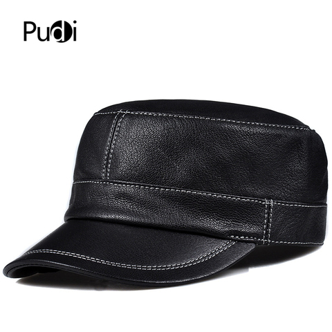 Pudi – casquette en cuir véritable pour homme, chapeau de baseball militaire, noir et marron, HL816, hiver ► Photo 1/6