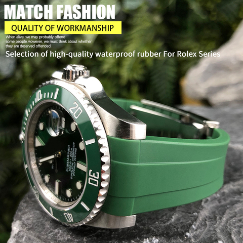 20mm 21mm extrémité incurvée en caoutchouc bracelet de montre adapté pour rôle Submariner RLX Daytona mer profonde habitant Explorer 2 Silicone bracelet de montre ► Photo 1/6