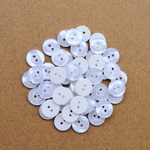 Bouton de couture résine brillante Scrapbooking rond blanc deux trous 12.5mm Dia. 50 pièces Costura Botones décorer bottoni boorteils B200603 ► Photo 1/2