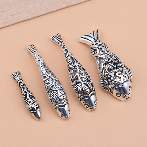 Accessoire de bijoux en argent sterling 925, coude en argent thaïlandais, tube de poisson rétro, matériel perlé pour bracelet, DIY ► Photo 1/5