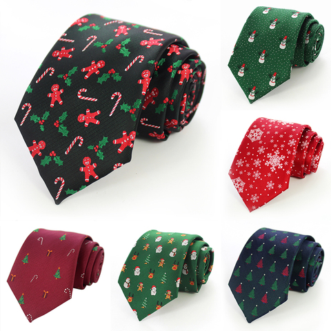 JEMYGINS nouveauté noël cravates père noël flocon de neige cravate rouge vert soie Jacquard tissé cravate pour hommes et enfants cadeau de noël ► Photo 1/6