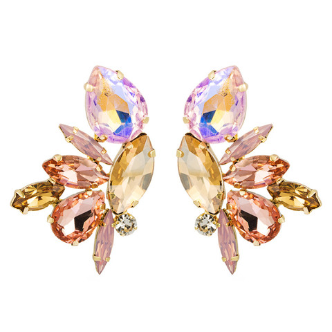 Boucles d'oreilles en verre en métal pour femmes, style européen exagéré, accessoires et bijoux de couleur pour fête pop ► Photo 1/6