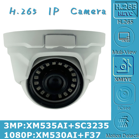3MP 2MP H.265 IP de Plafond En Métal Dôme Caméra XM535AI + SC3235 2304*1296 1080P Onvif CMS XMEYE CRI 18 Led P2P Détection De Mouvement ► Photo 1/6