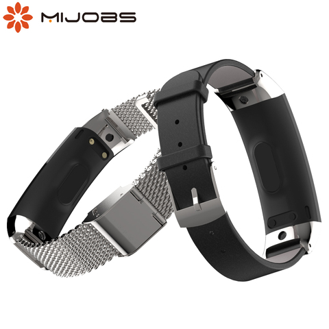 Pour Honor Band 3 Bracelet montre intelligente bracelets Bracelet en cuir/méta réglable ceinture de poignet pour Huawei Honor Band 3 remplacement ► Photo 1/6