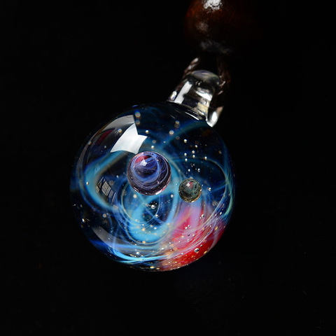 LKO-pendentif galaxie en verre fait à la main, collier avec corde, porte-bonheur, cadeau de la saint-valentin ► Photo 1/6