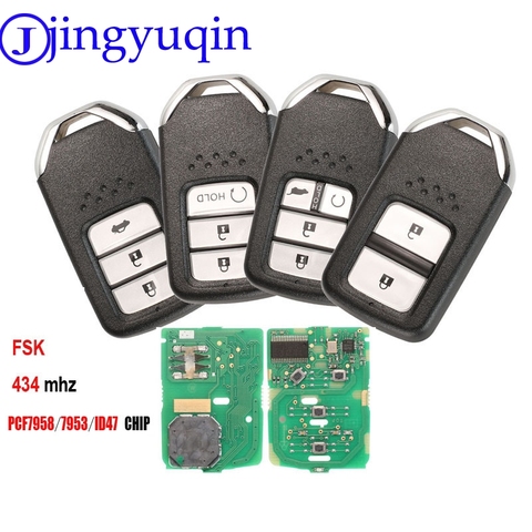 Jingyuqin – clé de voiture intelligente 2/3/4 B, 434MHZ, télécommande pour Honda Fit City Jazz XRV Venzel HRV ► Photo 1/6