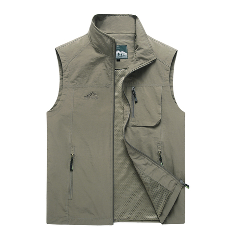 Gilet d'été en maille respirante pour hommes, veste sans manches, grande taille 7XL, à séchage rapide, en maille décontracté ► Photo 1/6