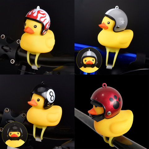 1 pièces dessin animé jaune Gel de silice petit canard forme vélo cloches brillant VTT guidon canard tête lumière accessoires ► Photo 1/6