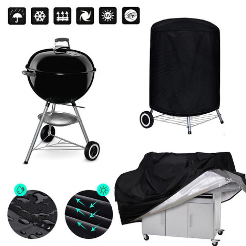 Housse de protection pour Barbecue | Rond, noir, étanche à la poussière, pour grille, robuste, protection contre la pluie ► Photo 1/6