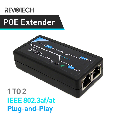 Extension POE 2 ports 10/100Mbps 1.0gbps avec entrée/sortie Standard IEEE 802.3af pour caméra IP, extension de 100 mètres pour la portée POE ► Photo 1/6