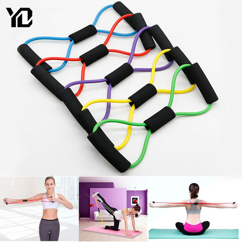 TPE 8 mots Fitness Yoga gomme résistance bandes de caoutchouc Fitness bande élastique équipement de Fitness extenseur entraînement gymnastique exercice Train ► Photo 1/6