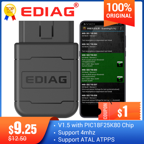 Ediag P01 ELM327 bluetooth V1.5 PIC1825K80 P02 WIFI OBD2 connecteur pour lecteur de code couple Android/IOS ► Photo 1/6