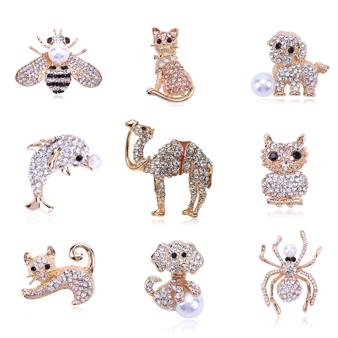 Broches classiques en cristal, Camel, chat, chien, abeille, strass, bijoux, cadeaux, vêtements de fête ► Photo 1/6