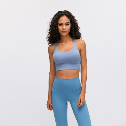 Nepoagym – soutien-gorge de Sport croisé dans le dos pour femmes, haut Anti-transpiration, Push Up, tissu brossé, entraînement, doux, Long, rembourré, Yoga ► Photo 1/6