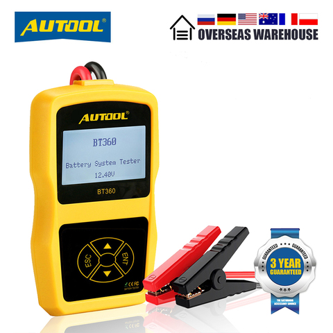 AUTOOL-testeur de batterie de voiture, Test de Diagnostic de batterie de voiture, 12 V, analyseur de batterie, multilingue, numérique automobile, analyseur de batterie pour Auto, BT360 ► Photo 1/6