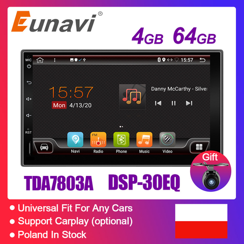 Eunavi Android 10 autoradio multimédia lecteur vidéo universel 7 pouces écran Audio stéréo unité de tête Navigation GPS 2 Din pas de DVD ► Photo 1/6