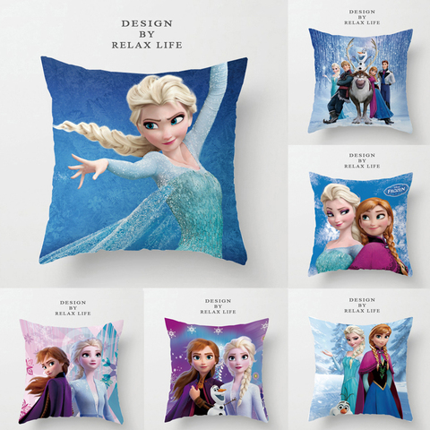 Disney dessin animé housse de coussin reine des neiges Collection Elsa Anna princesse taie d'oreiller décoratif/sieste chambre canapé bébé enfants cadeau ► Photo 1/6