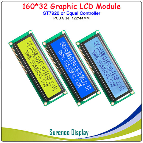 Écran d'affichage de Module LCD série SPI/parallèle LCM ST7920/AIP31020, 3.5 pouces (taille du PCB: 122x44MM) 16032 160x32 ► Photo 1/5